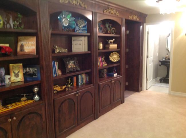 Castle Pines Bookshelf And Bathroom With Open Hidden Room Custom